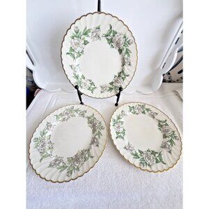 Set 3 Fine China Plates 10.25" GARDENIA Flowers Syracuse Made in USA VTG Dining
